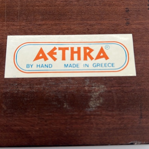 Vintage Handmade Greek Aethra Enameled Copper Wall Hanging with Wooden Frame - Picture 9 of 11